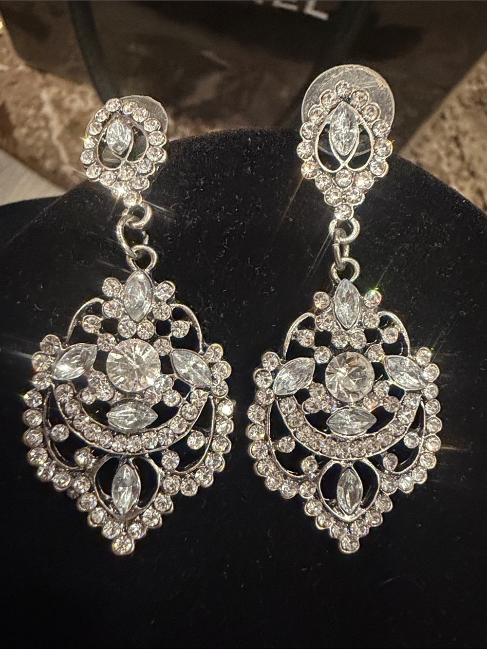 Source Unknown Silver-Tone Crystal Chandelier Earrings